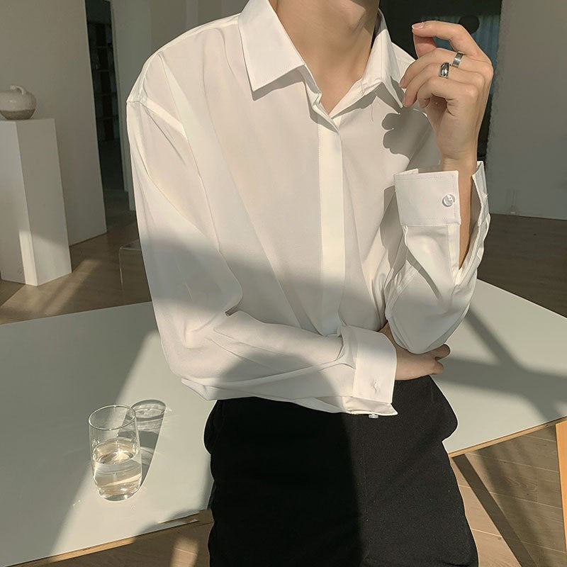 Men's retro drape white shirt color options