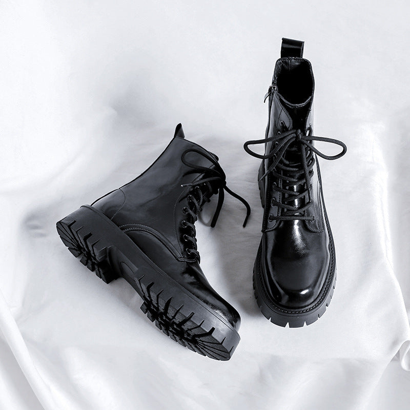 Men's patent Martin boots pair view