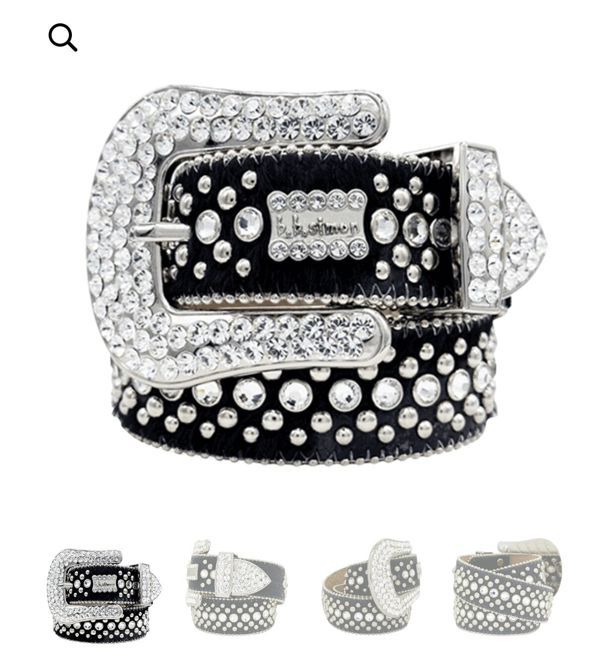 Rhinestone Leather Belt