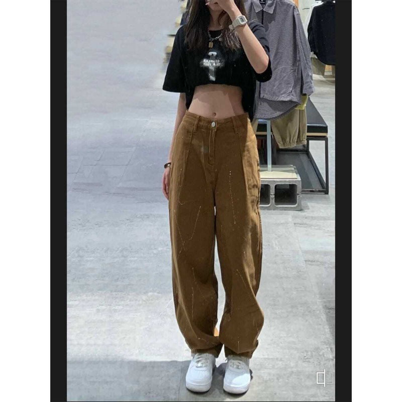 American retro wide leg jeans color options