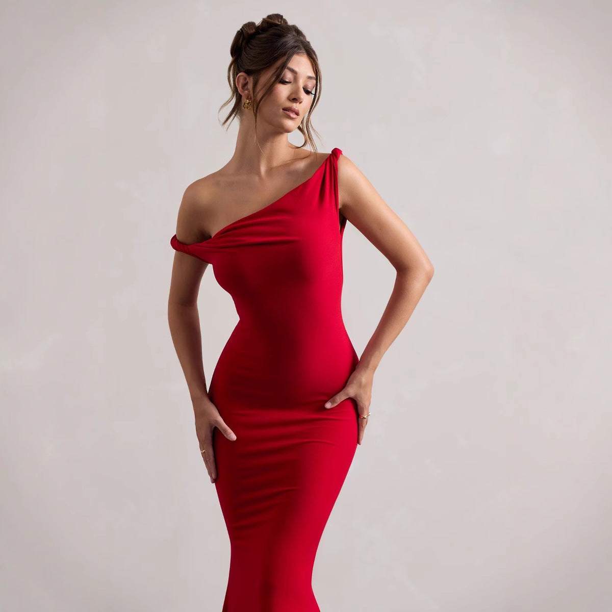 Women's one-shoulder bodycon dress lifestyle
