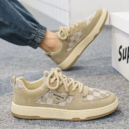 Men's retro chessboard sneakers color options