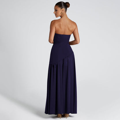 Elegant backless split dress side view