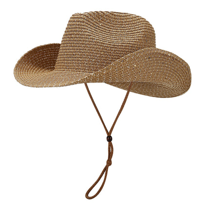 Sequin panama straw hat back view