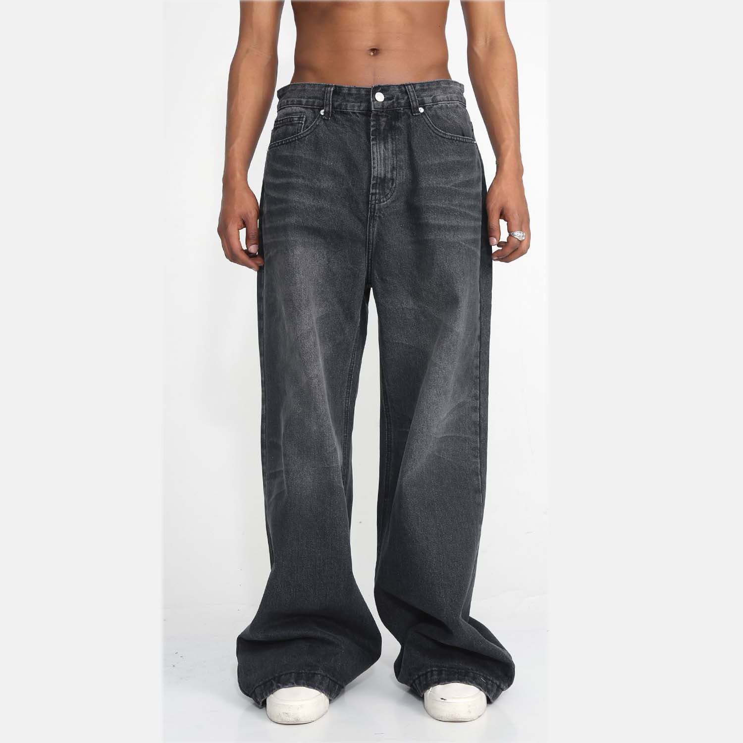 Women's Korean denim trousers lifestyle styled