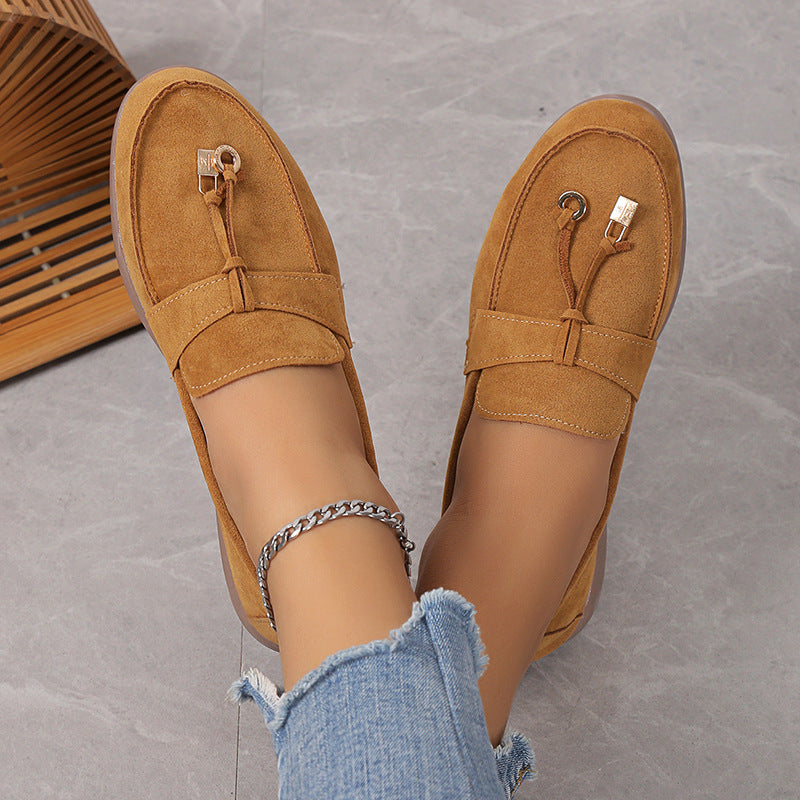 Women's suede lady loafers sole view