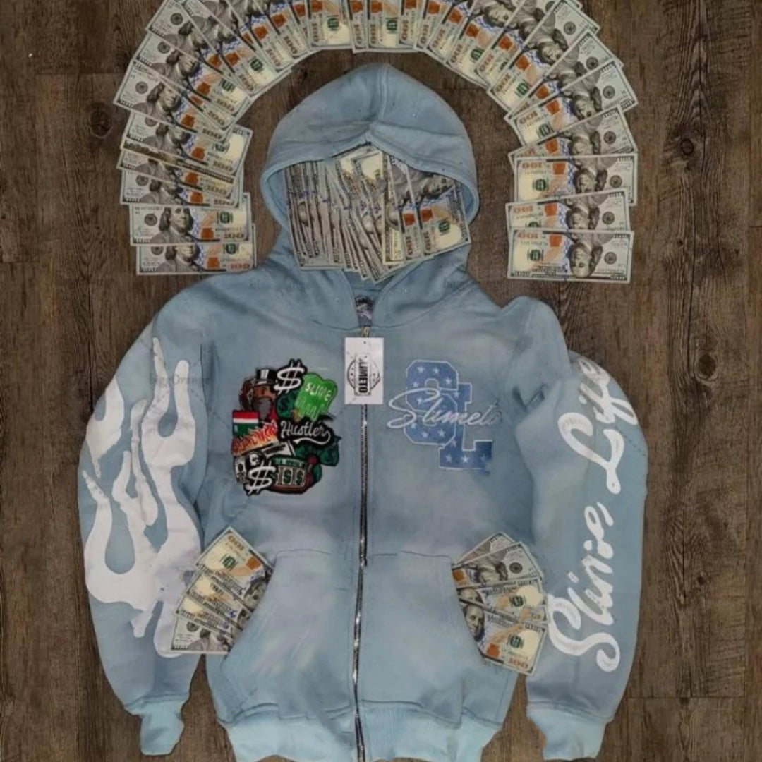 Embroidered Hood Cardigan