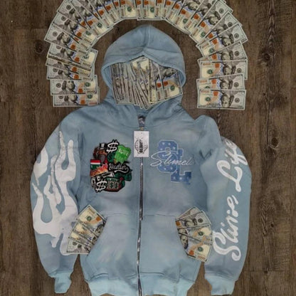 Embroidered Hood Cardigan