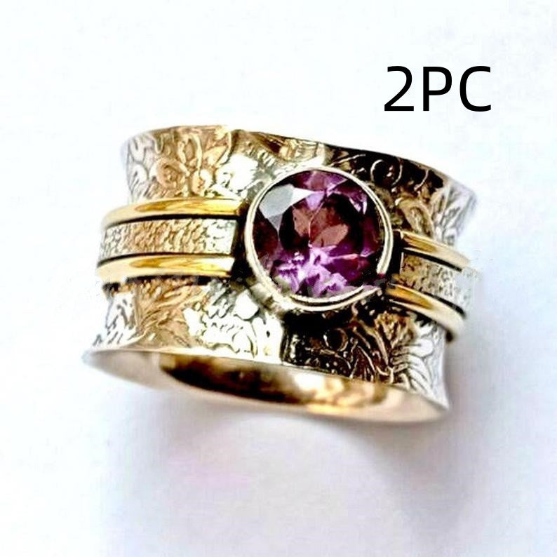 Purple antique ring pair view