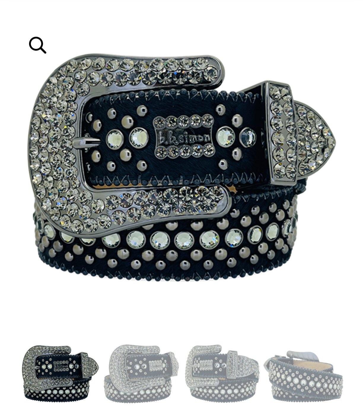Rhinestone leather belt rhinestone close-up