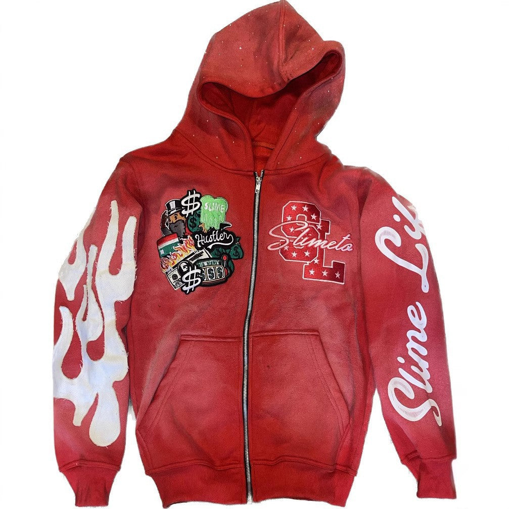 Embroidered Hood Cardigan