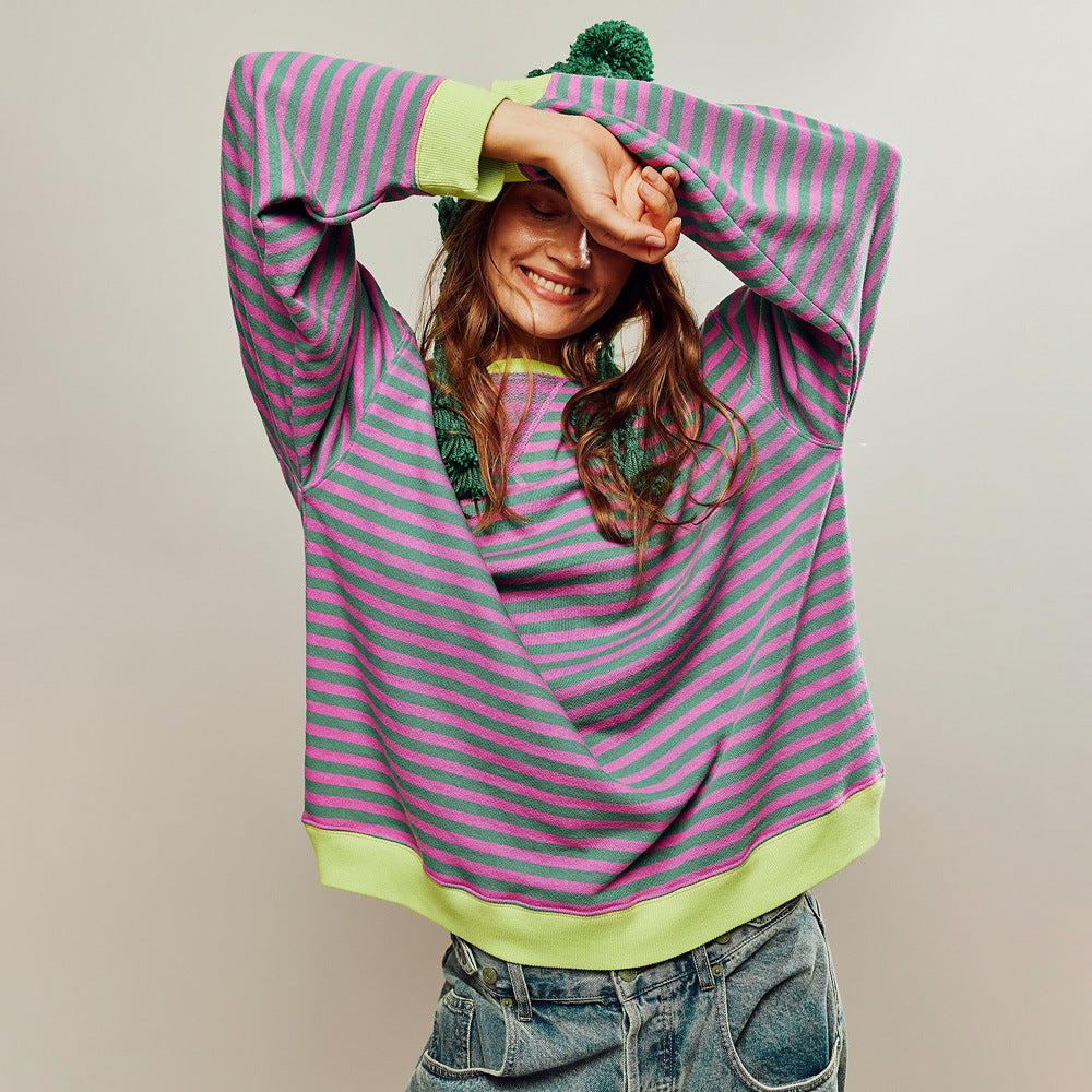 Multicolor striped sweater full length