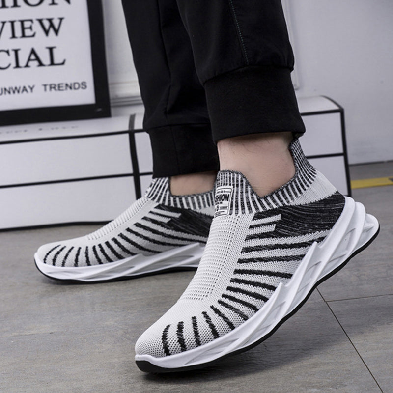 Stripe mesh socks on feet