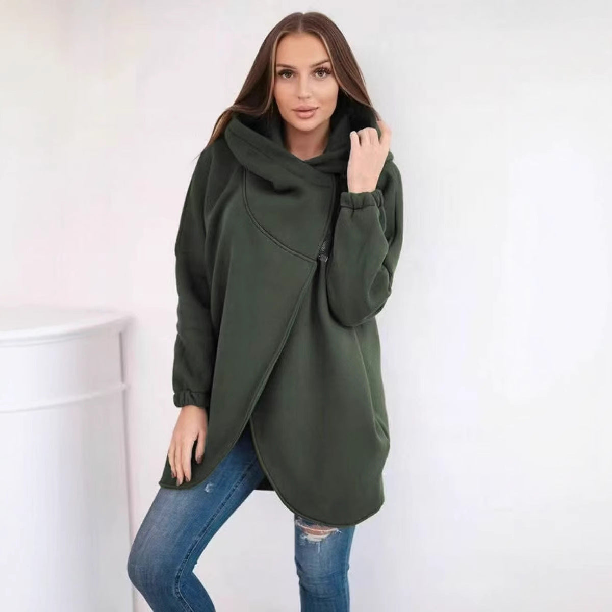 Plus size solid sweater fabric close-up