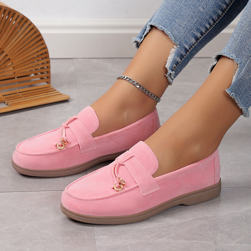 Women's suede lady loafers pair view