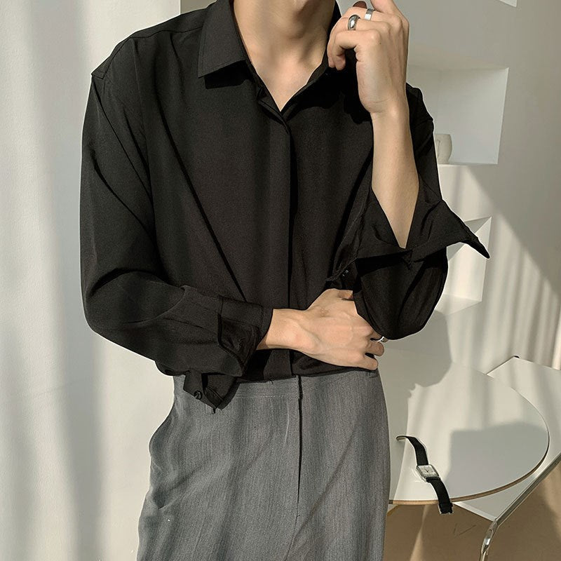 Men's retro drape white shirt drape detail