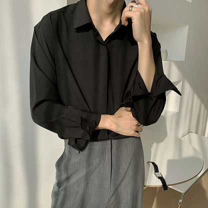 Men's retro drape white shirt drape detail