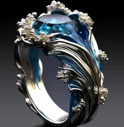 Wave oil drop diamond ring color options