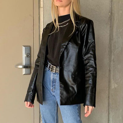 Lapel Casual Leather Jacket