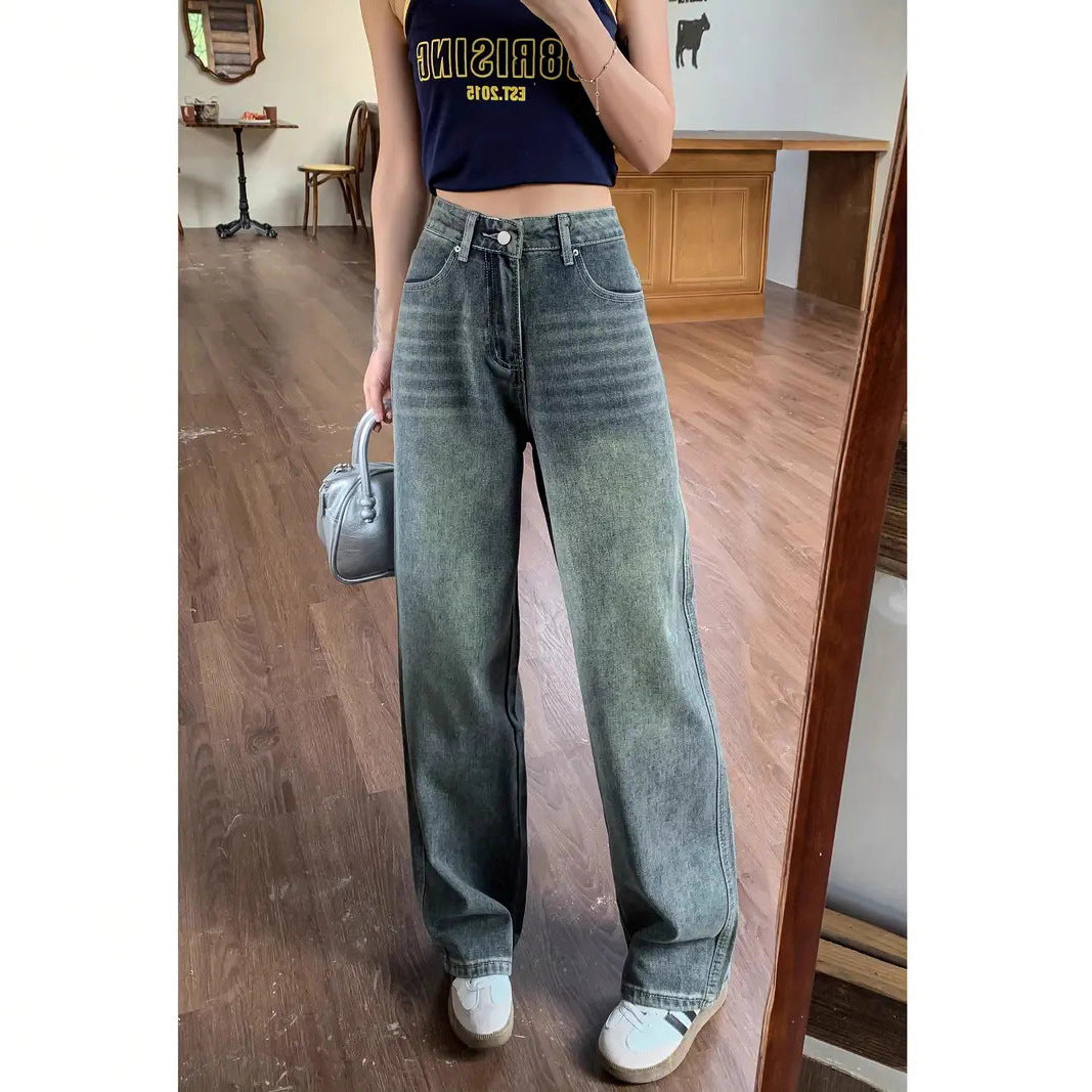 Retro straight mop pants back view