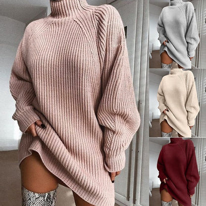 Turtleneck long sweater side view