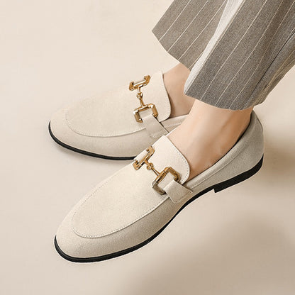 Luxury suede loafer alternate angle