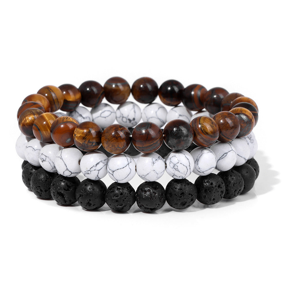 Natural stone bead bracelet pair view