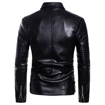 Men's Faux Leather Edge Jacket collar detail