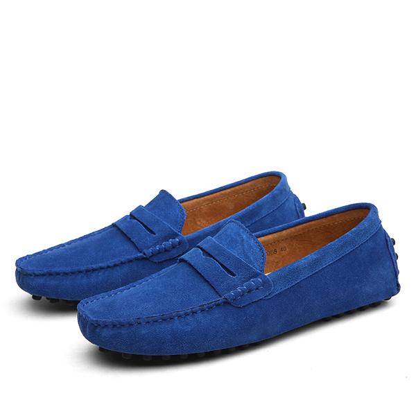 Men's suede driver loafers side view
