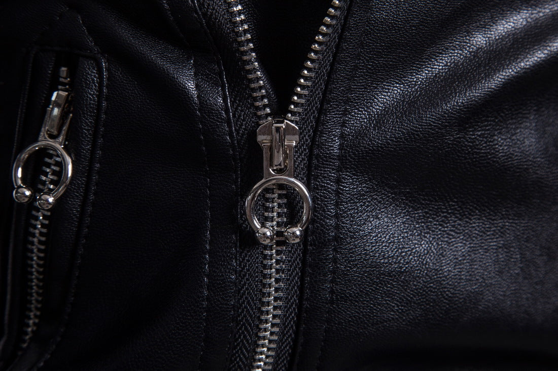 Men's Faux Leather Edge Jacket back view