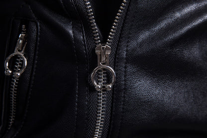 Men's Faux Leather Edge Jacket back view