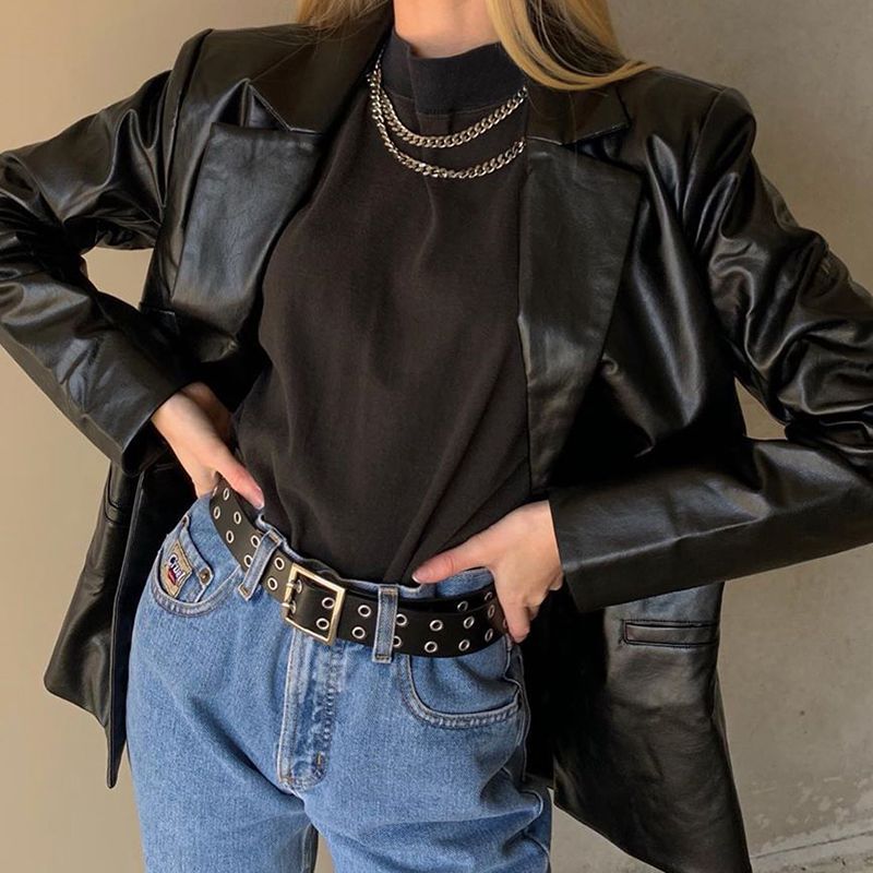 Lapel Casual Leather Jacket