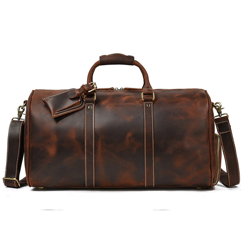 Montague leather duffle bag on model lifestyle