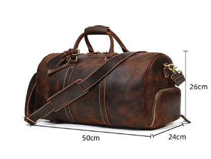 Montague leather duffle bag interior view