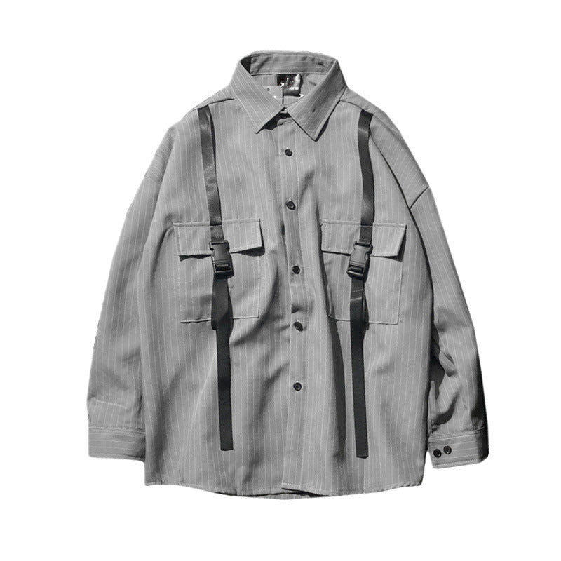 Men's retro striped loose shirt color options
