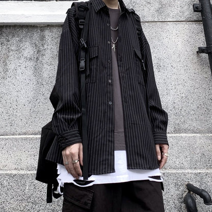 Men's retro striped loose shirt lifestyle styled