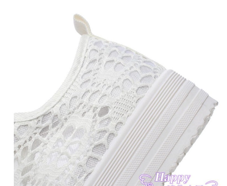 Women's chunky canvas shoes side view