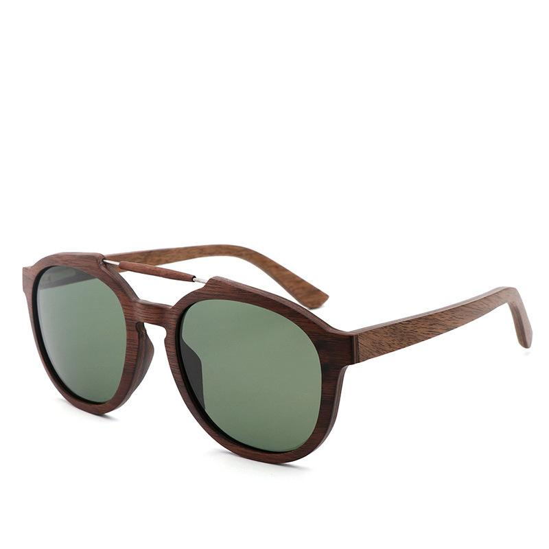 Trendy wood sunglasses on model lifestyle
