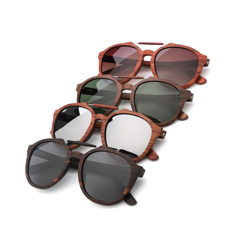 Trendy wood sunglasses side view