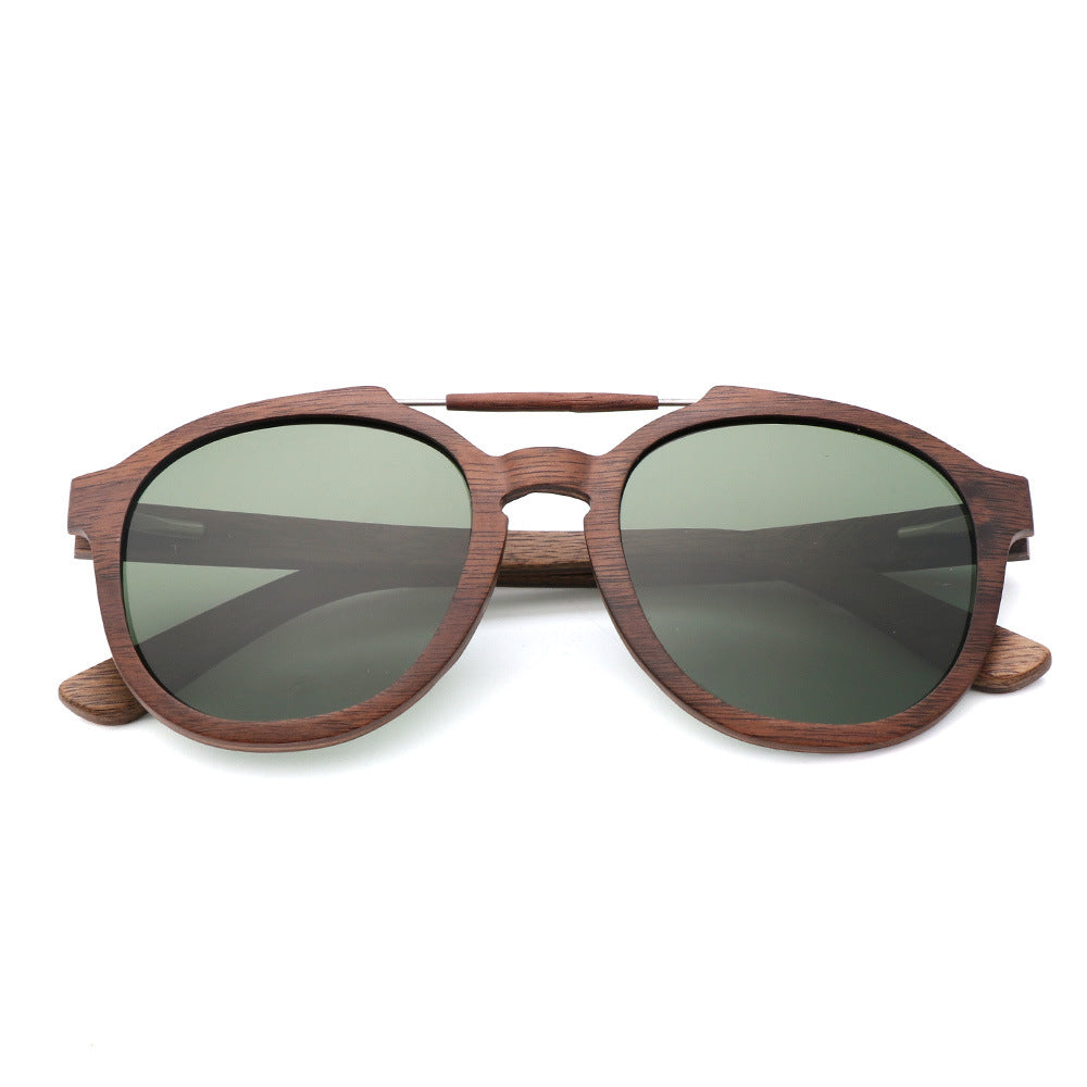 Trendy wood frame polarised sunglasses UV400 natural aesthetic