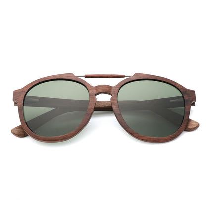 Trendy wood frame polarised sunglasses UV400 natural aesthetic