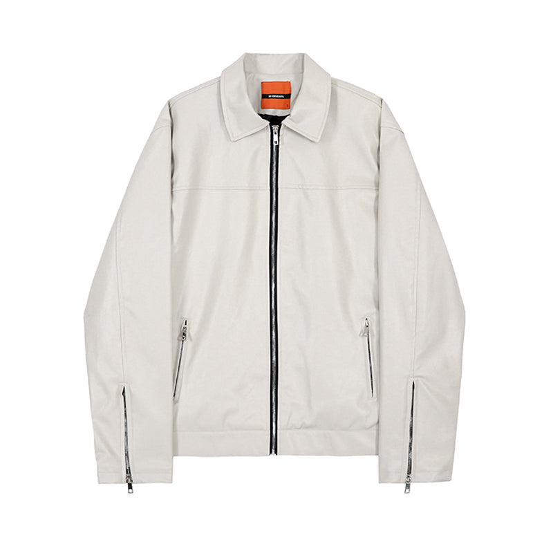 Men's slim moto trend jacket fabric close-up
