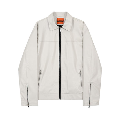 Men's slim moto trend jacket fabric close-up