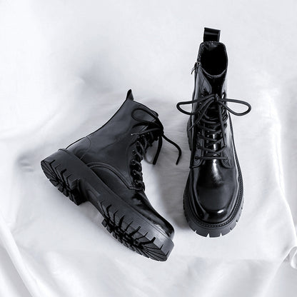 Men's patent Martin boots pair view