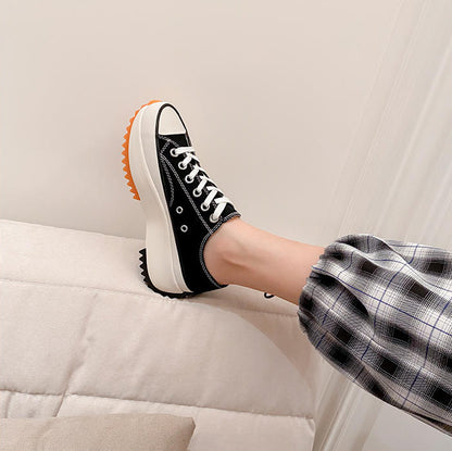 Thick-soled canvas shoes side view
