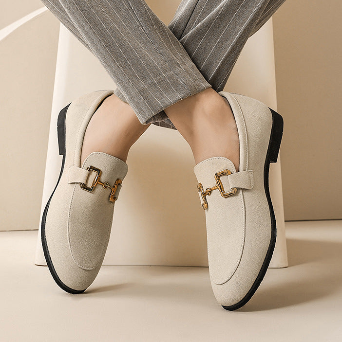 Luxury suede loafer side view