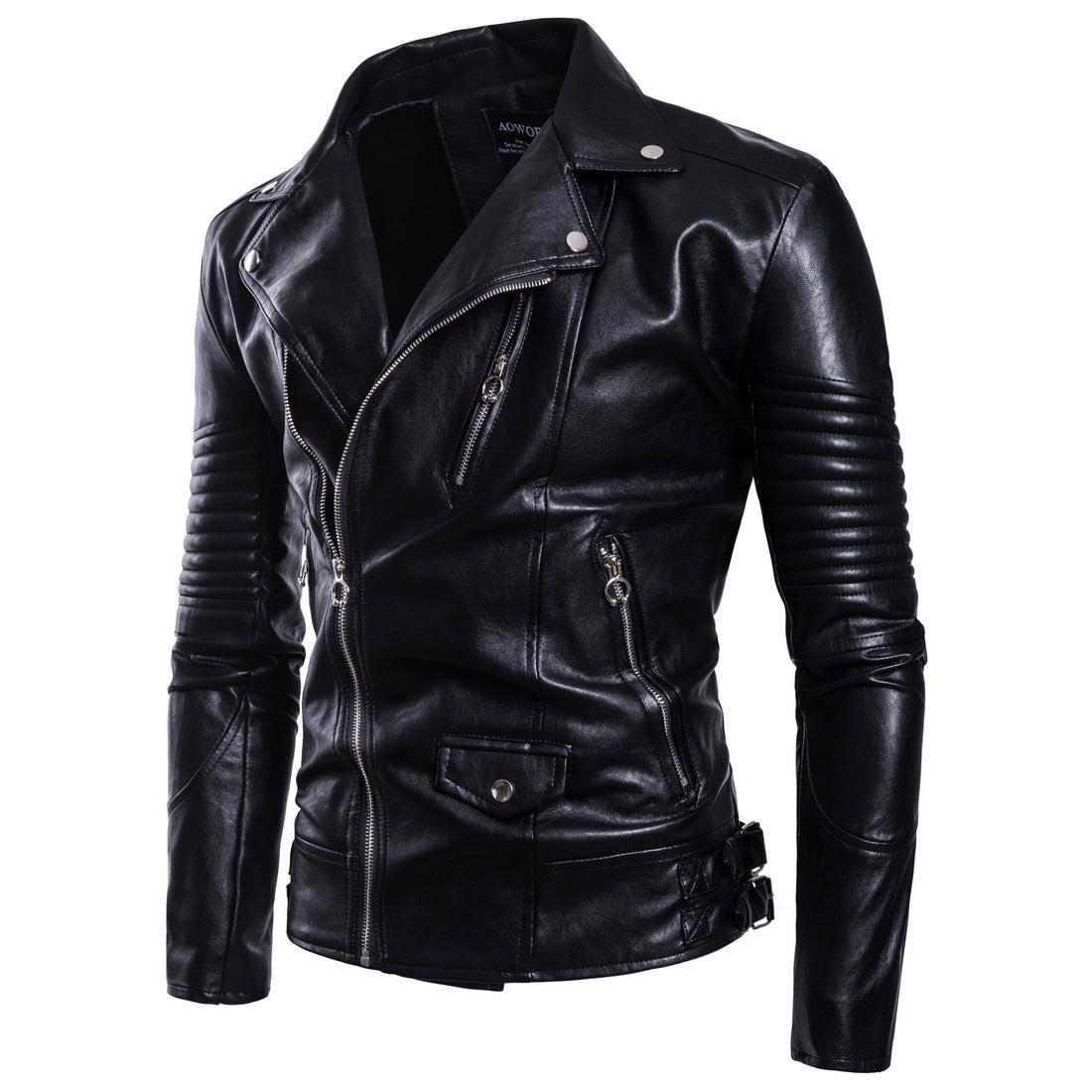 Men's Faux Leather Edge Jacket sleeve close-up