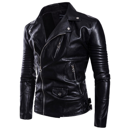 Men's Faux Leather Edge Jacket sleeve close-up