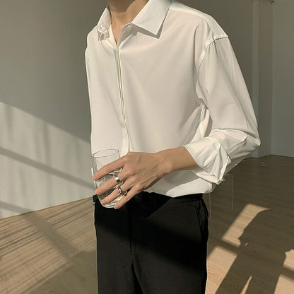 Men's retro drape white shirt back view