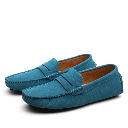 Men's suede driver loafers back view